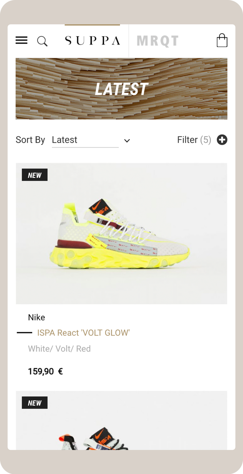 SUPPA Online Store on mobile screen