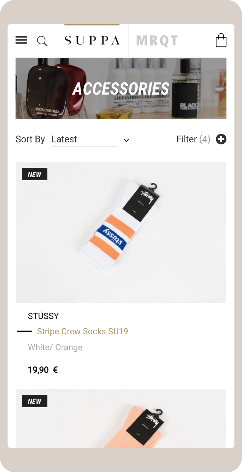SUPPA Online Store on mobile screen