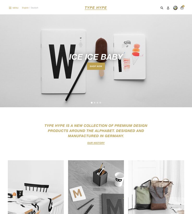 Design for TYPE HYPE's Shopify Store